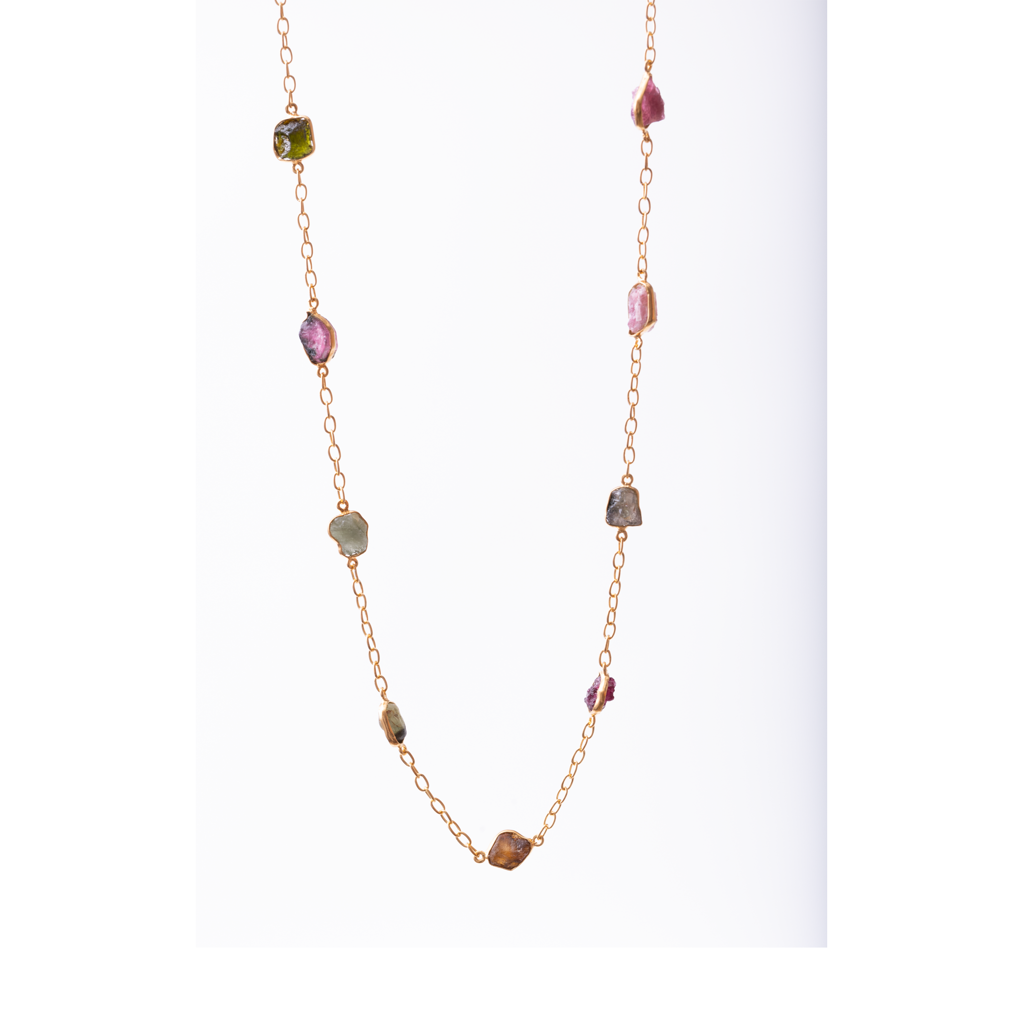 Raw Stones Necklace - Tourmaline
